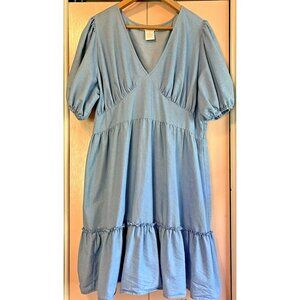 Flying Tomato V-Neck Dress 2X Puff Sleeves Tiered Cottagecore Prairie Feminine